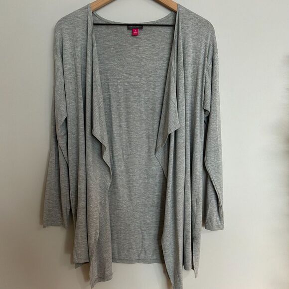 Vince Waterfall Drape Heather Grey Cardigan - Picture 1 of 6